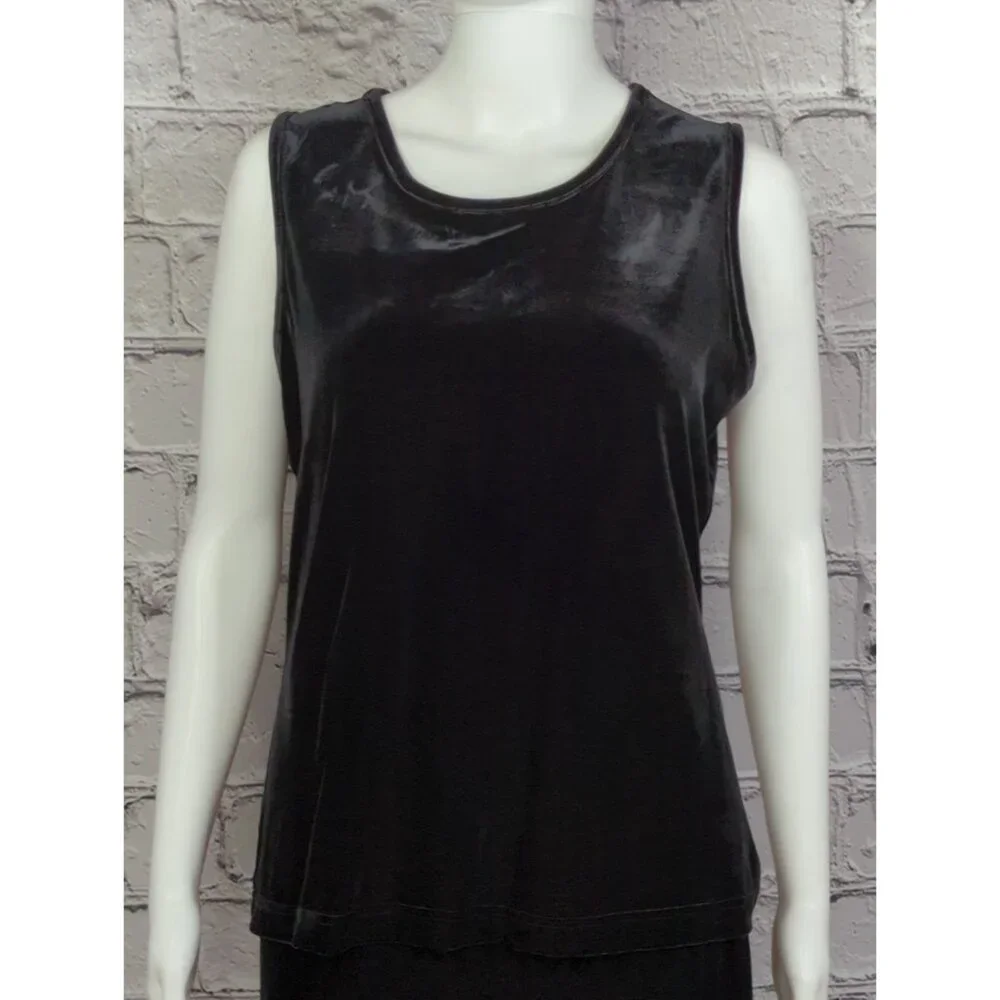 Vintage Denim & Co Women’s Size S 2 Pc Velvet Stretch Tank Top Long Skirt Set